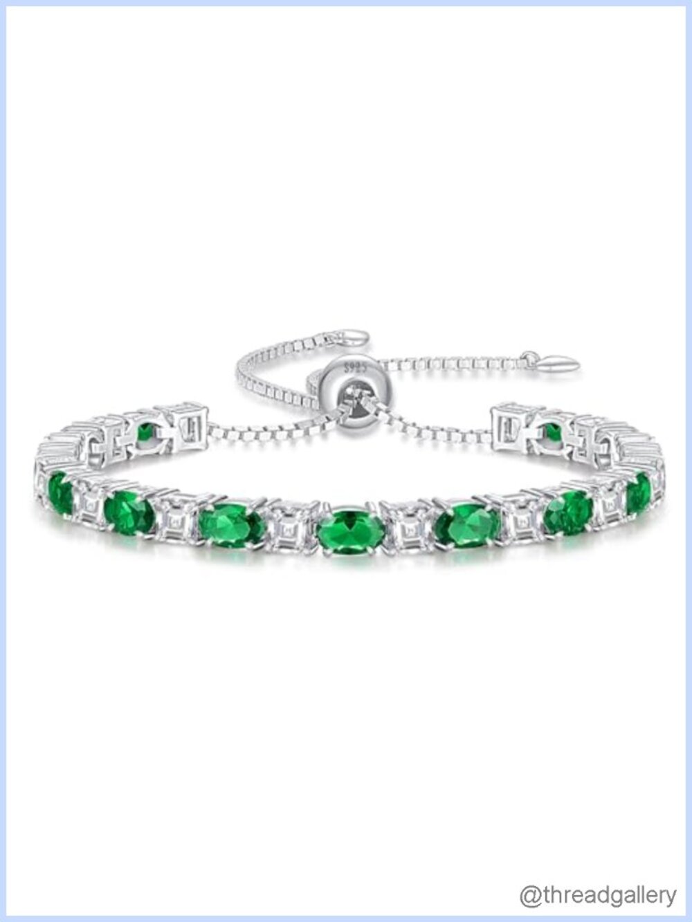 ETERMBOL Women's Sterling Silver Birthstone Tennis Bracelet - Adjustable 6-9